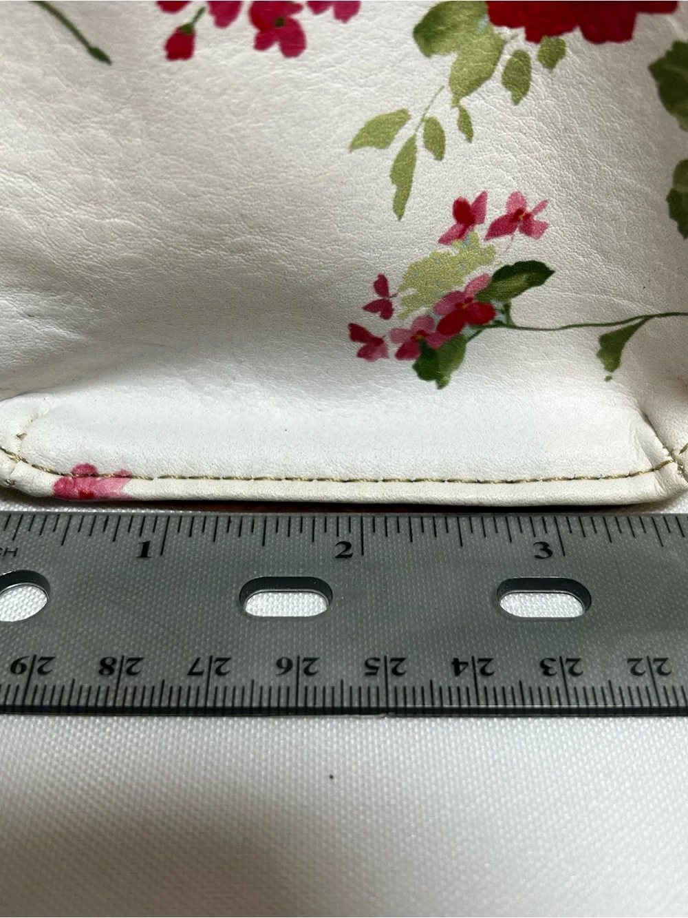 b.o.c. Born Concept Floral Satchel Handbag White Faux Leather Brown Trim 12.5”